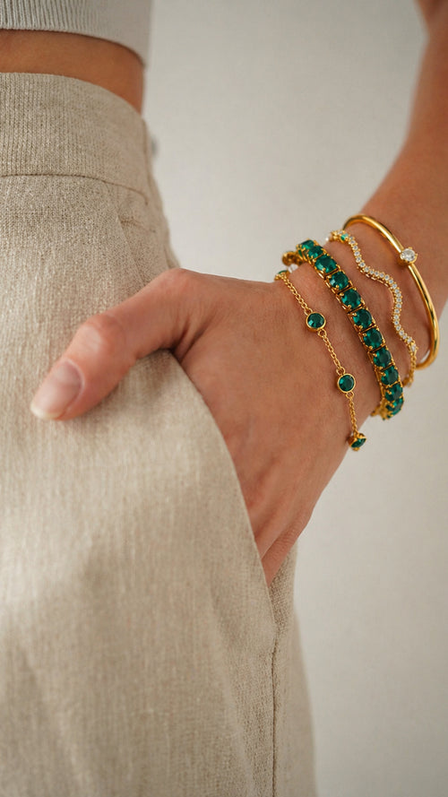 Set 4 Bracciali Oro e Smeraldo - moderno, elegante e versatile