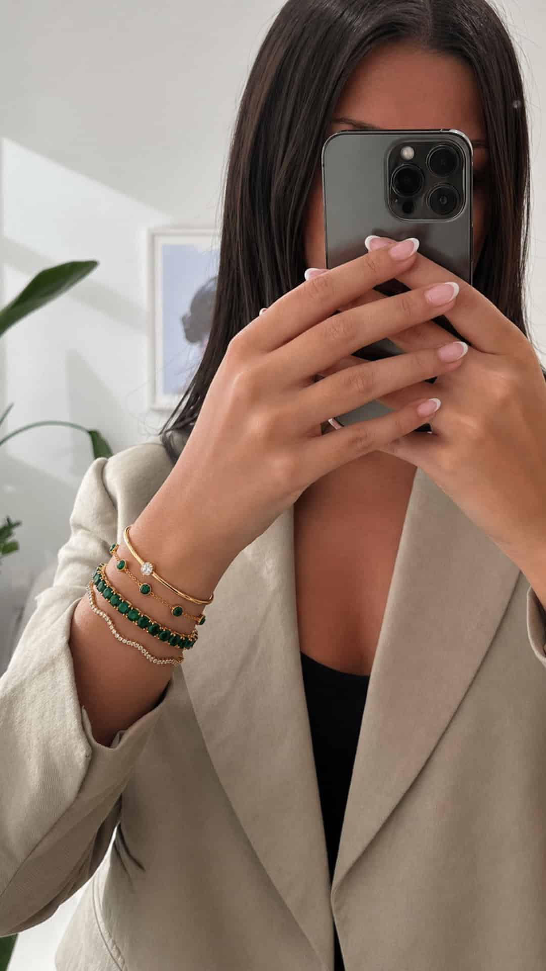Lot de 4 Bracelets Or et Agate Verte - moderne, élégant et polyvalent