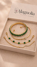 Set 4 Bracciali Oro e Smeraldo - moderno, elegante e versatile